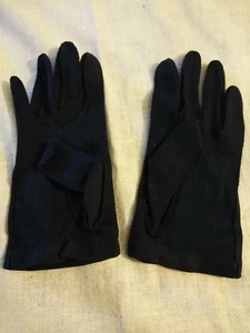 Ladies Vintage Dress Gloves 1 Pair Navy Blue Fabric- Short Length - Picture 1 of 2