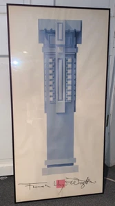 Vintage Frank Lloyd Wright Unity Temple Print Framed Column 1989 Poster - Picture 1 of 7