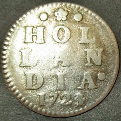 Rare Overdate Issue 1724/23 Dutch Colonial New York Silver Lion Dime Hollandia - Image 1 of 4