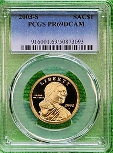 2003 S $1 SACAGAWEA NATIVE AMERICAN DOLLAR PCGS PR69 DEEP CAMEO - Picture 1 of 2