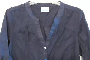 Camisa Columbia para mujer pequeña con botones manga lengüeta enrollable azul encuadernada al sol nueva con etiquetas - Imagen 1 de 10