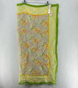 Chico's Square Scarf OS Yellow Penny Pineapple Scarves Oblong Multifunctional - Picture 1 of 11