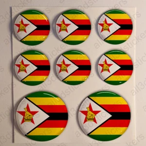 Autocollants Zimbabwe Adhésif Drapeau Zimbabwe 3D Résine Relief Autocollant Rond - Picture 1 of 1