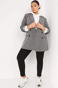 Simply Be Grey Tailored Pinstripe Blazer New with Tags Size 14 RRP £30 - Picture 1 of 2