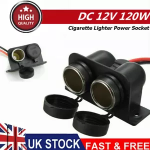 12V Car Cigarette Lighter Socket Motor 2 Way Female Plug Charger Outlet Splitter - Picture 1 of 11
