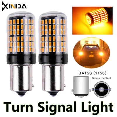 1 Pair 1156 BA15S 144SMD Canbus White 18W Car Brake Reverse Lamp Tail Light Bulb - Image 1 of 4