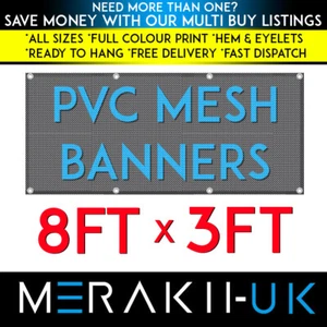 8 pies x 3 pies MALLA PVC PERSONALIZADO Banner Vinilo Exterior Cartel Publicitario NUEVO - Imagen 1 de 12