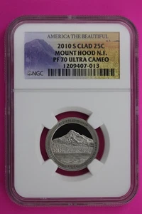 2010 S PF 70 Clad Quarter Mount Hood Park ATB NGC Graded Certified Slab 478 - Picture 1 of 3