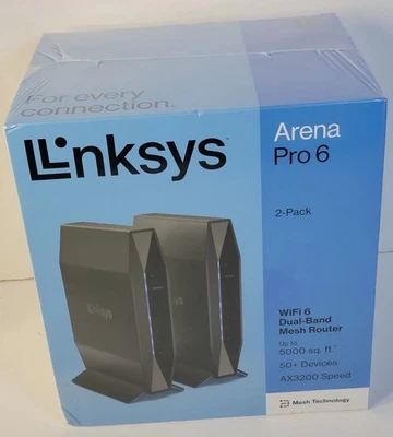 Linksys Arena Pro 6 WiFi 6 Dual Band Mesh Router 2 Pack AX3200 System E8452 NEW - Image 1 of 4