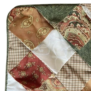 C&F Country Patchwork Zippered Pillow Cover Fall Colors Cotton 18 x 18 NWOT - Picture 1 of 9