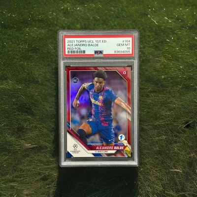 2021 Topps UCL 1st Edition Barcelona RC Alejandro Bald Red Foil /5 PSA 10 - Image 1 of 3