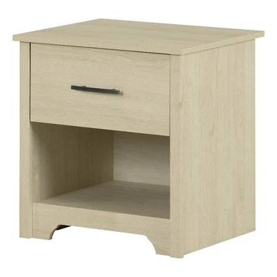 South Shore Fusion 1-Drawer Nightstand - End Table with Storage  Bleached Oak - Image 1 of 4