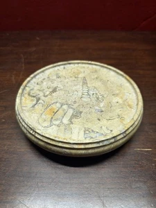 Pier 1 Imports round gold marble pillar candle holder Stand - Picture 1 of 5