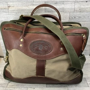 Vtg Orvis Co Bag Overnight Weekender Battenkill Khaki Canvas & Leather Luggage - Picture 1 of 13