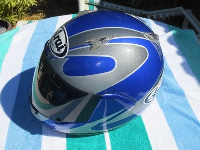 Casco vintage Arai Signet-GT azul/plateado con protector tintado facial completo. Talla XL Foto 1 de 4