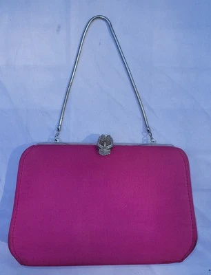 Винтажный розовый ткани Дамская сумка Pocketbook сумочка официальный аксессуар застежки цепочка - Изображение 1 из 4