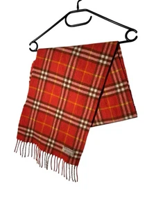 Burberry Vintage Nova Check Rot 100% Lammwolle Winter Schal Schals - Bild 1 von 4