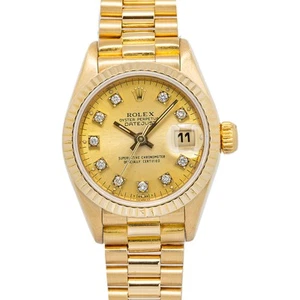 Rolex Datejust 69178 18k YG Auto President Factory Diamond Champagne Dial Ladies - Picture 1 of 5