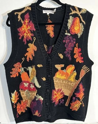 Vintage Lauren Hansen Collection Fall Sweater Vest Cardigan Size S - Image 1 of 4