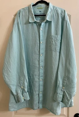 Tommy Bahama Linen Shirt Mens 4XL Big Long Sleeve Casual Beach Outddor Turquoise - Image 1 of 4