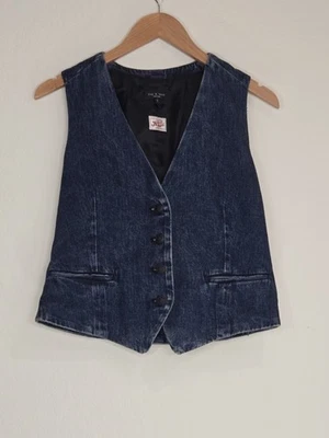RAG & BONE Priya Denim Vest Kaihara Denim Japan Size 8 Womens - Image 1 of 4