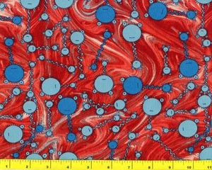 Blue Circle Creatures on Shades of Red By The Yard CSHCIR04085 - Bild 1 von 1