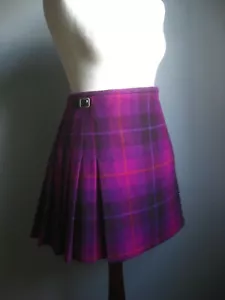 HARRIS TWEED WRAP KILT 6 8 mini 100% pura lana nueva tartán púrpura acampanado W24 L17.5 - Imagen 1 de 20