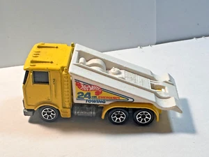 Camión rampa Hot Wheels 1986 remolque de emergencia 24 horas amarillo envío gratuito - Imagen 1 de 7
