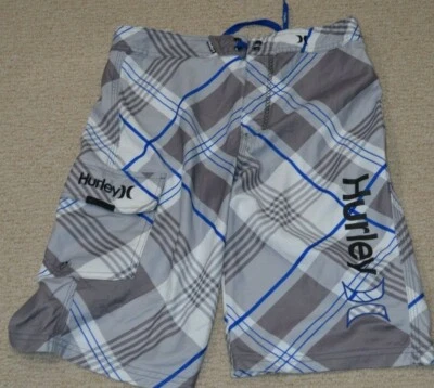 Hurley Young Mens Shorts Size 29”/16 Flat Front Logo Plaid Walking Shorts Boys  - Image 1 of 4