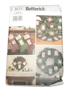 Butterick Pattern 3615 Christmas Tree Skirt Ornament Garland Stocking Sewing - Picture 1 of 2