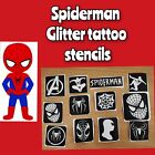 Glitzer Tattoo / Gesichtsfarbe Schablonen. Spiderman Kindergeburtstagsparty