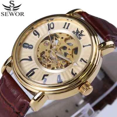 Reloj Pulsera Automático Hombre Bisel Engranaje Diseñador Informal Esqueleto Grabado Hueco Foto 1 de 4