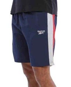 Reebok Pantaloncini Uomo Ivy League Regular Fit Colore Bloccato Pieghettato Rosso Navy L - Foto 1 di 5