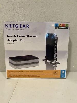 MoCA Coax Ethernet Adapter Kit MCAB1001 Netgear AV Series 270 Mbps New Sealed - Image 1 of 4