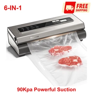 Vacuum Sealer Machine 90Kpa, 6-in-1 with Cutter, 2 Rolls, 5 Bags for Food Saver - Picture 1 of 8