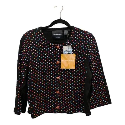 Cárdigan Michael Simon Be Mine Corazón Cuentas Nuevo con Etiquetas Talla L Foto 1 de 4