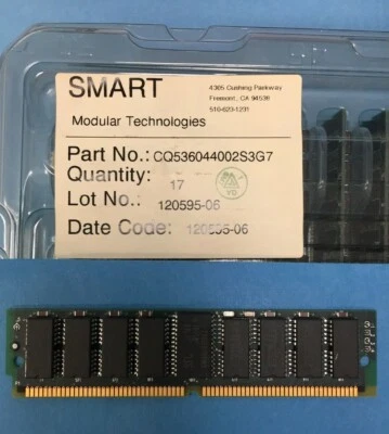 SMART CQ536044002S3G7  COMPAQU 137143-003 16MB 70ns 72-Pin SIMM Memory Module - Image 1 of 4