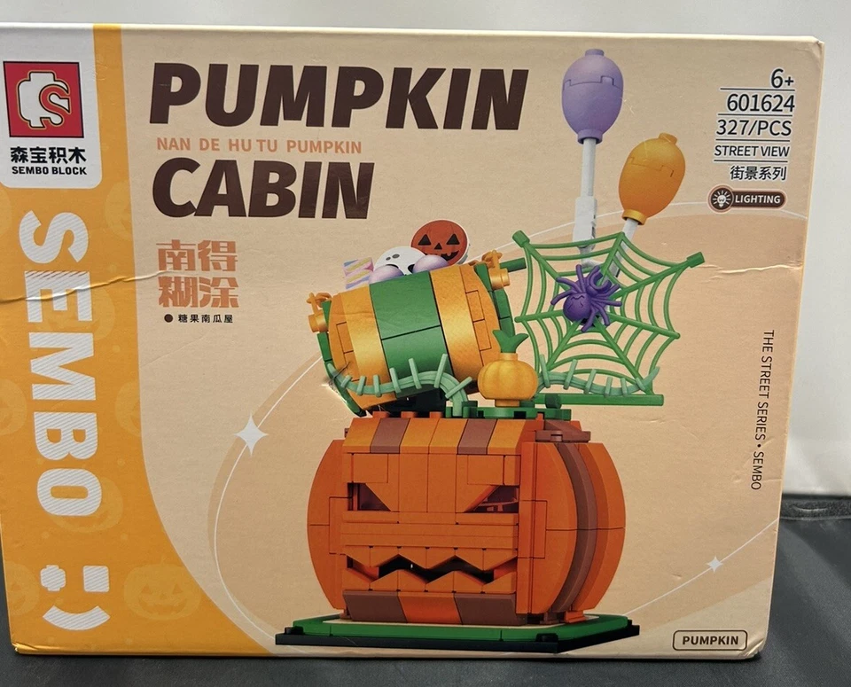 Halloween Pumpkin Cabin 327 Piece Building Blocks Set Table Display Decoration - Image 1 of 4