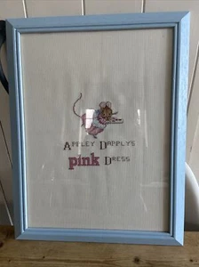 Vintage APPLEY DAPPLY Mouse Crewel Needlepoint Kit Beatrix Potter 9x12 Framed - Picture 1 of 7