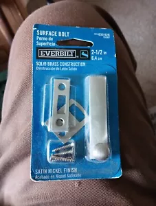 Everbilt 2-1/2 in. Satin Nickel Surface Bolt and Strike Plate Entry Door Locking - Picture 1 of 2