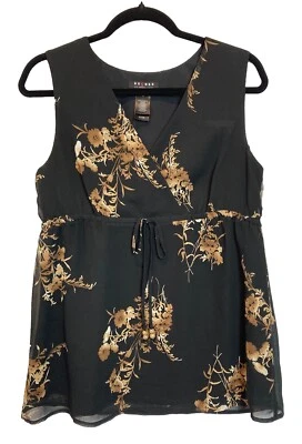 Y2K Axcess Babydoll Fairy Tank Top Womens Size M Dark Floral Chiffon Whimsigoth - Image 1 of 4