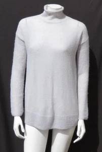 $78 J CREW Ice Gray Lightweight Drop Shoulder Turtleneck Long Sweater Top size S - Picture 1 of 5