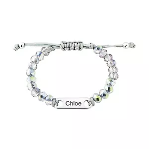 Personalized Bracelet For Girls Engraved Name Sparkly Beads Bracelets Bar Haze - Picture 1 of 9