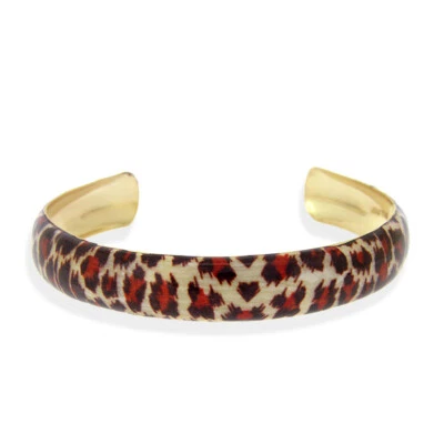 Gold Tone Enamel Animal Print Bangle Bracelet - Image 1 of 3