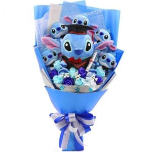 Cute Stitch Teddy Plush Toy Plushy Flower Bouquet Birthday Graduation Gift - Picture 1 of 12