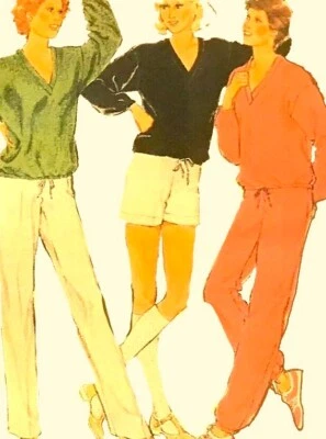 1980s Track Suit Blouson Top V Neck Shorts Uncut Style 2710 Sewing Pattern - Image 1 of 3
