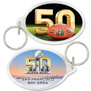 NFL 2016 SUPER BOWL 50 YEARS ACRYLIC KEY RING San Francisco Bay California - Picture 1 of 1