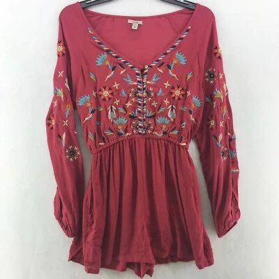 Mameluco Ecote para mujer talla S rosa floral bordado cuello en V tiro alto cintura elástica Foto 1 de 4