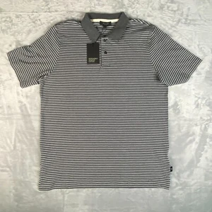 Ted Baker Poloshirt Herren Größe 4 Large grau grau gestreift Kurzarm $ 120 NEU - Bild 1 von 9