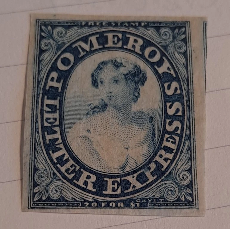 United States 1844 Pomeroys Letter Express Mint Translucent Paper Stamp  - Image 1 of 4